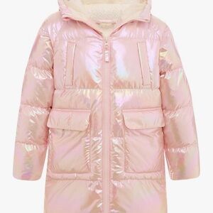 Iridescent Pink Kids Puffer Coat